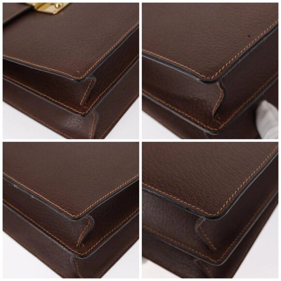 GUCCI Shoulder Bag Leather Gold Brown Auth 155188 - Picture 14 of 16